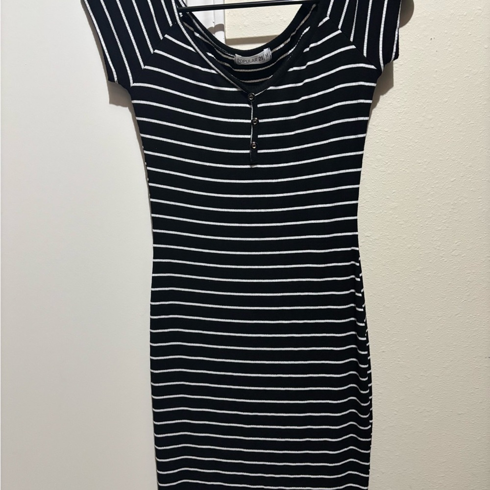 Black and White Striped Dress